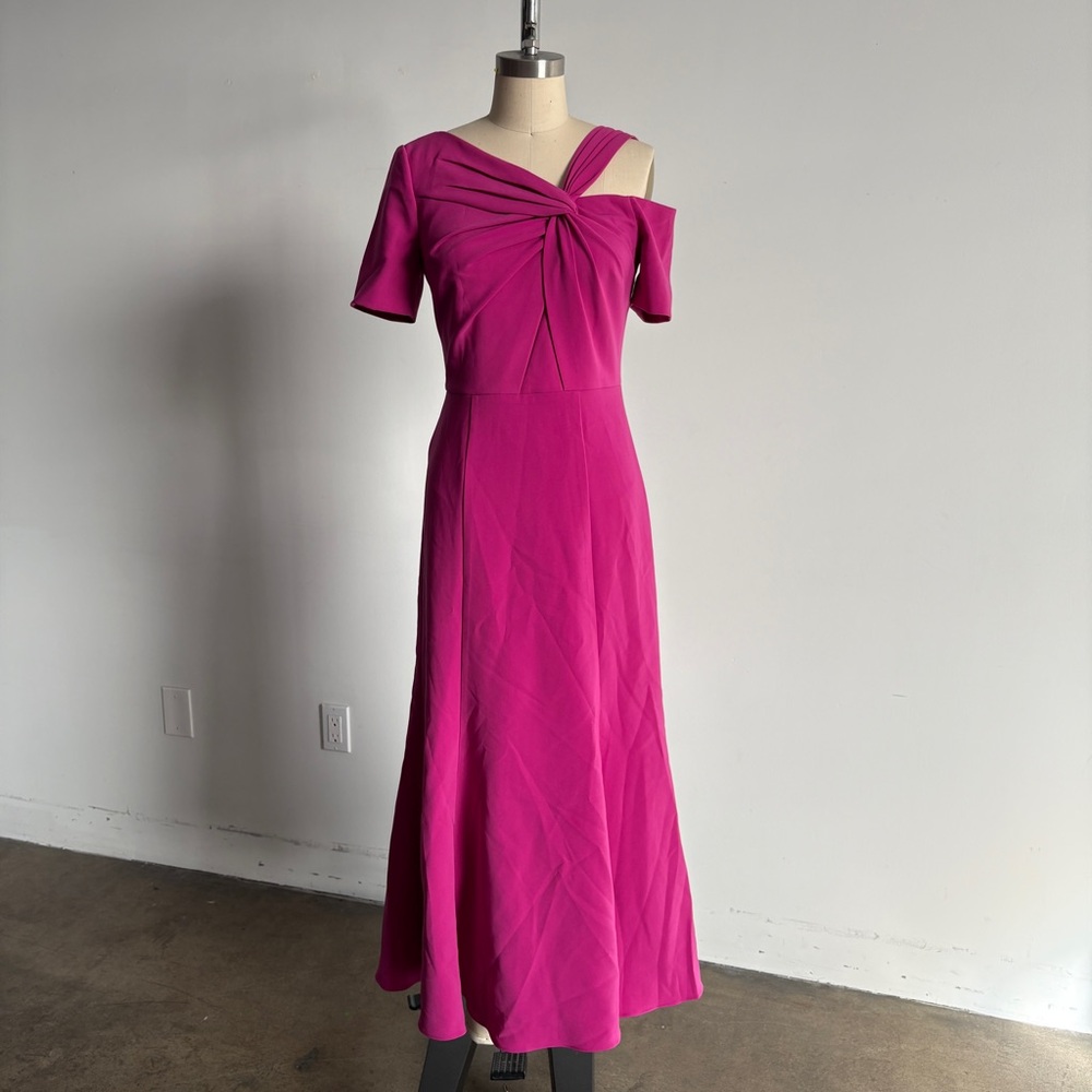 NWOT Theia One-Shoulder Twist Dress in Fuchsia Sz 4